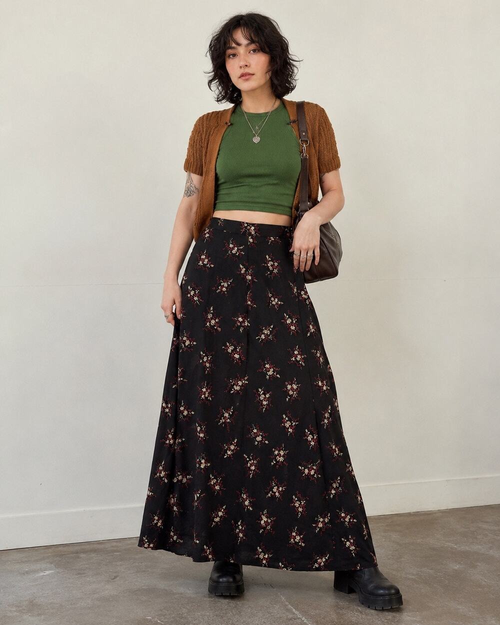 Vintage Laura Ashley Dark Floral Maxi Skirt 28” Waist 90s Romantic Grunge Boho